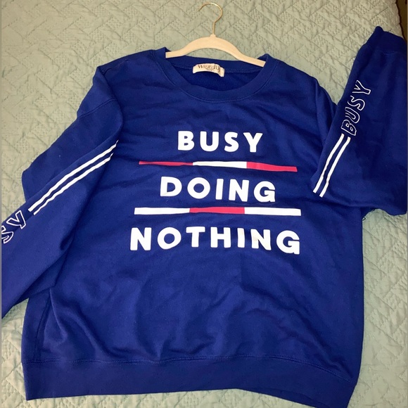 NEW “Busy doing nothing” Blue Sweatshirt size XXL (19) - Picture 4 of 6